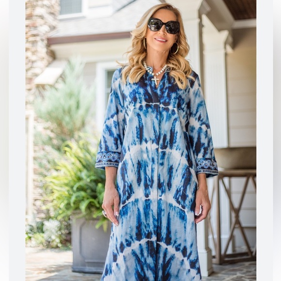 Soft Surroundings Blue Tie-Dye Maxi Dress - Picture 2 of 6